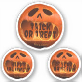 Stickers Trick or treat pompoen Happy Halloween (Voorkant)