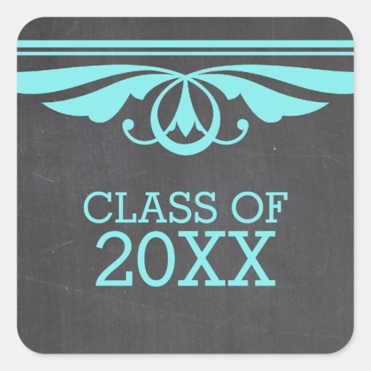 Stickers van Afstuderen van Aqua Deco Chalkboard (Voorkant)