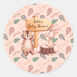 Stickers van baby shower van bosbouwhuisdieren