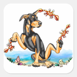 Stickers van Black Doberman Pinscher Kinda Crabby