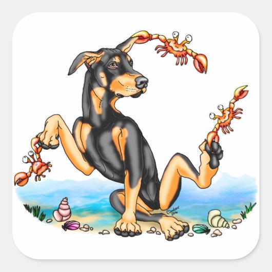 Stickers van Black Doberman Pinscher Kinda Crabby (Voorkant)