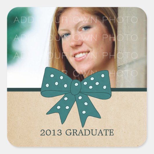 Stickers van Blauwgroen Afstuderen van Cute Bow (Voorkant)