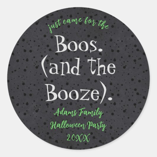 Stickers van Boos en Booze Adult Halloween Party (Voorkant)