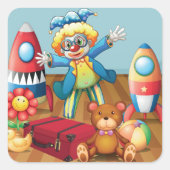Stickers van clown en van speelgoed (Voorkant)