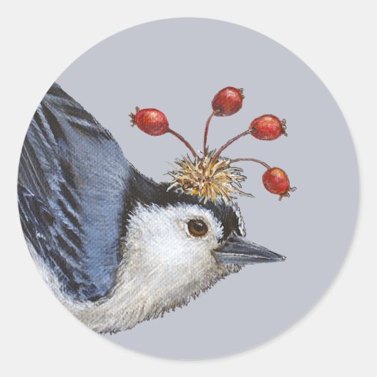 stickers van de nuthatch met witte borst (Voorkant)
