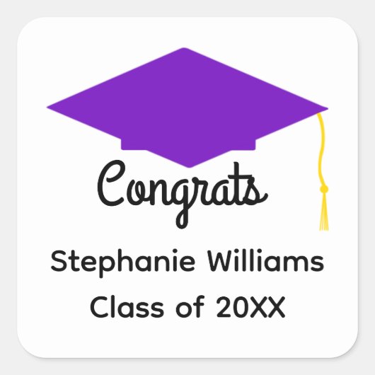 Stickers van de Paarse Graduation Cap (Voorkant)