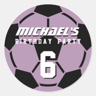 Stickers van de Paarse Voetbal Birthday Party