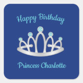 Stickers van de Royal Blue Princess Tiara Birthday (Voorkant)