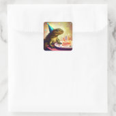 Stickers van de verjaardag met hagedis en Cake (Tas)