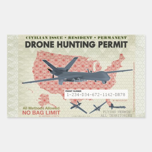 Stickers van een dronejachtvergunning (Voorkant)