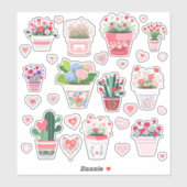 Stickers van Flower Pot Valentijns (Vel)