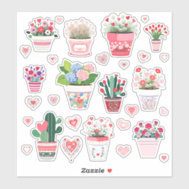Stickers van Flower Pot Valentijns