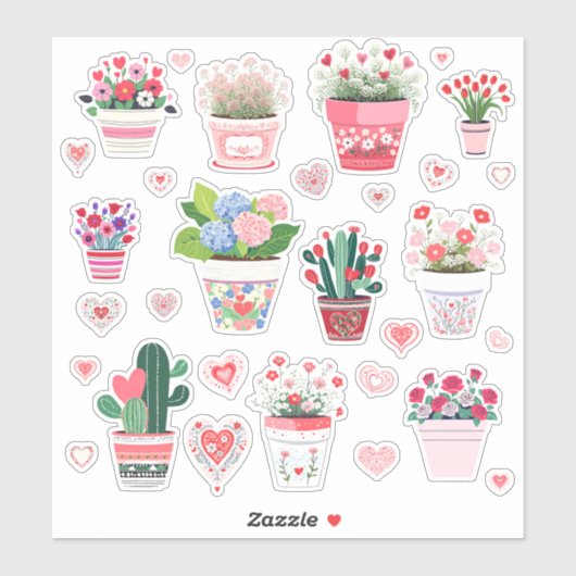 Stickers van Flower Pot Valentijns (Vel)
