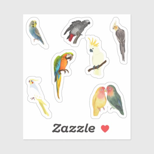 Stickers van gezelschapsvogels (Vel)