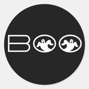 Stickers van Ghoestvrij Boo Halloween, zwart-wit
