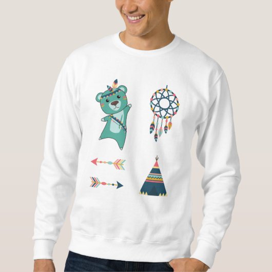 Stickers van het Beer Turquoise Tipi Trui (Voorkant)