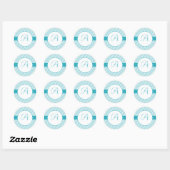 Stickers van het blauw Stripespatroonmonogram (Vel)