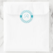 Stickers van het blauw Stripespatroonmonogram (Tas)