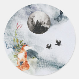 Stickers van het bos Fox Moon Raven