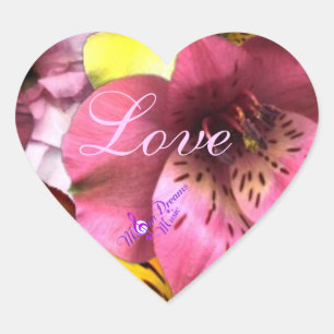 Stickers van het hart van de liefde en bloemen