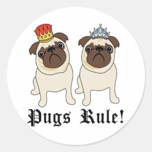 Stickers van het regime van Koning en Koningin Pug