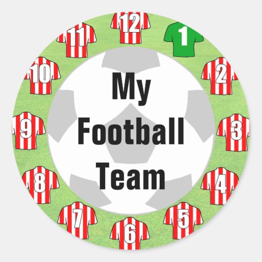 Stickers van het Team van de football met Rood & W (Voorkant)