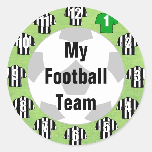 Stickers van het Team van het football met Zwarte  (Voorkant)