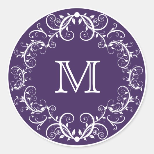 Stickers van individuele monogram Floral Paars (Voorkant)