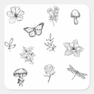 Stickers van katoenhoudende kernen- paddenstoel, b
