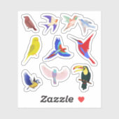 Stickers van kleurrijke vogels (Vel)
