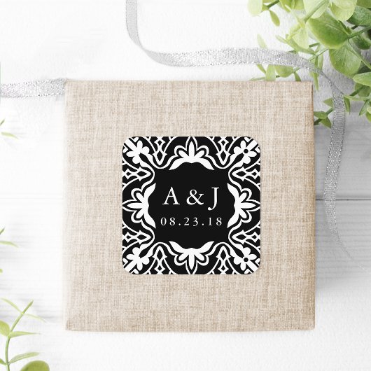 Stickers van Marrakesh Wedding Monogram | Zwart