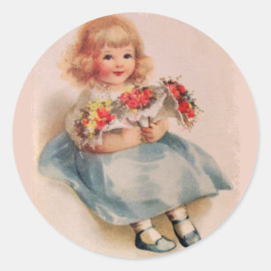 Stickers van Meisje met Bloemen