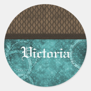 Stickers van metaal, steampunk, Blauwgroen