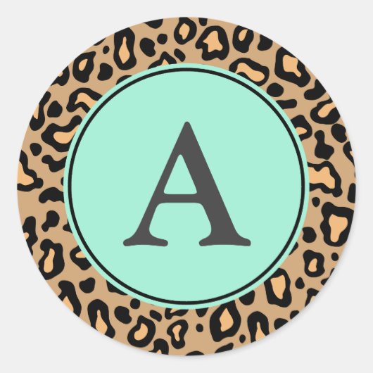 Stickers van Monogram Leopard Pattern (Voorkant)