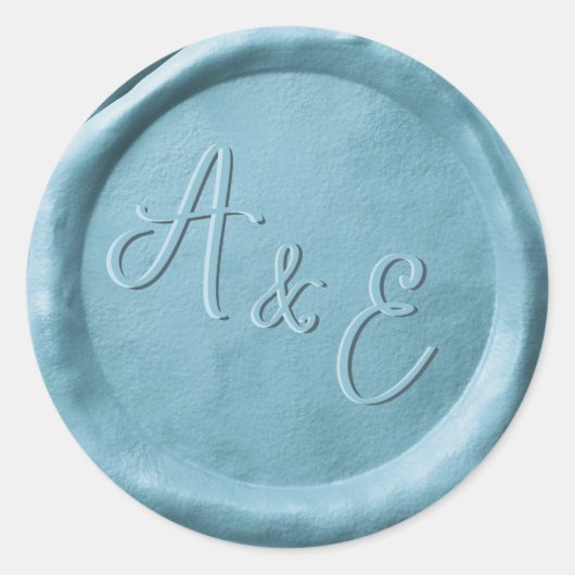 Stickers van Monogram Stusty Blue Wedding Wax Seal (Voorkant)