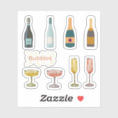 Stickers van mousserende wijn (Vel)