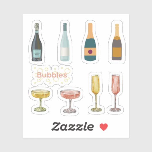 Stickers van mousserende wijn (Vel)