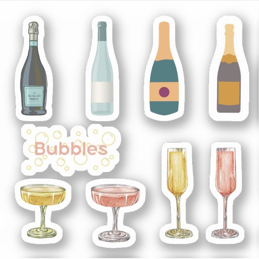Stickers van mousserende wijn (Voorkant)