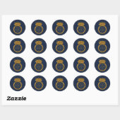 Stickers van Navy Blue en Gold Glitter Wedding Rin (Vel)