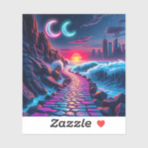 Stickers van Neon City Skyline Pathway