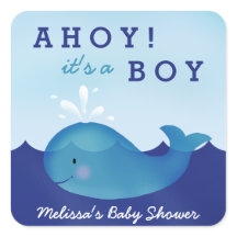 Stickers van nodulair Baby shower | Blauwe walvis
