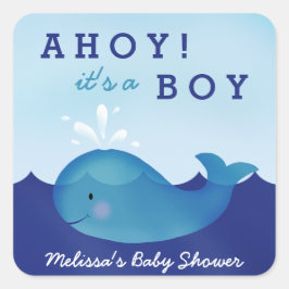 Stickers van nodulair Baby shower | Blauwe walvis
