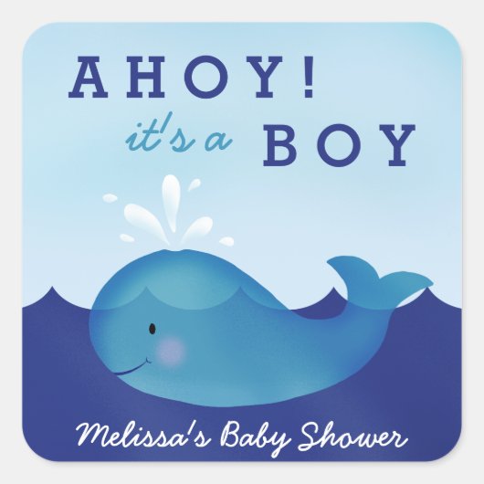 Stickers van nodulair Baby shower | Blauwe walvis (Voorkant)
