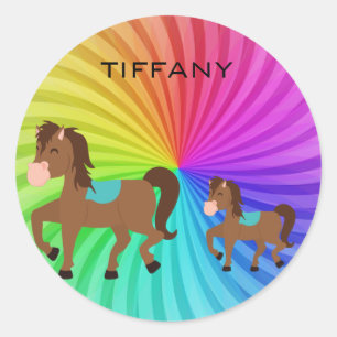 Stickers van paarden en regenbogen, gepersonalisee