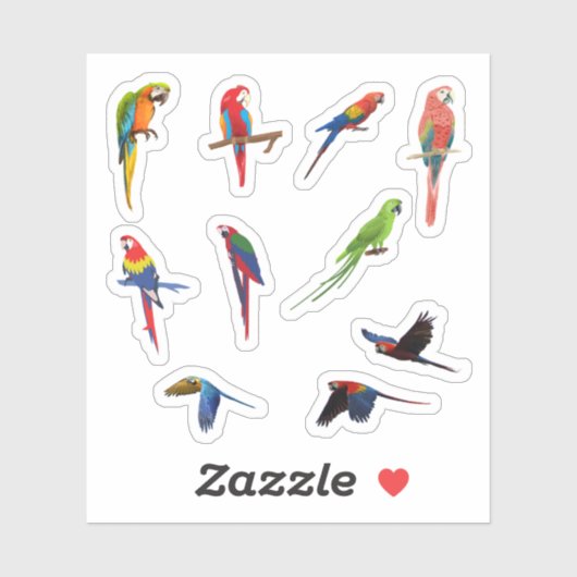 Stickers van papegaaien (Vel)