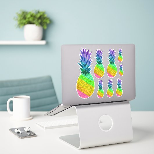 Stickers van regenbooganzen, alle soorten Sticker (Laptop op bureau)