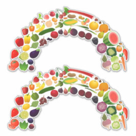 Stickers van regenboogvruchten en groenten