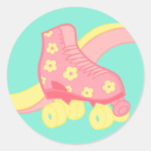 Stickers van roze retro roller schaats