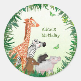 Stickers van Safari-dieren rond verjaardagsfeest