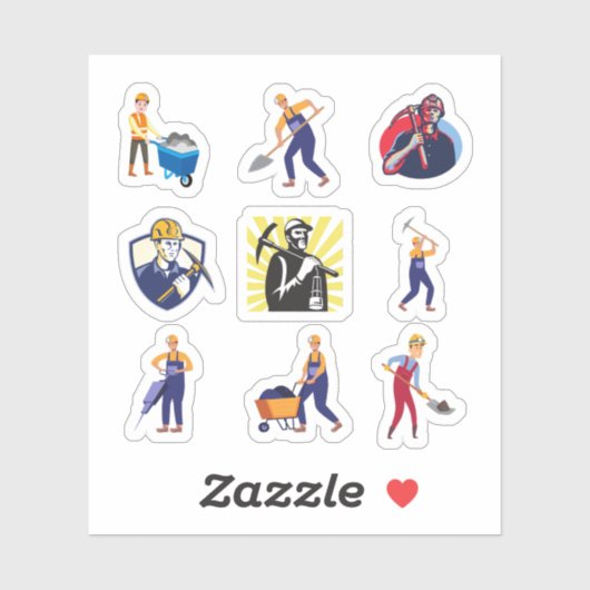 Stickers van steenkoolmijnwerkers (Vel)